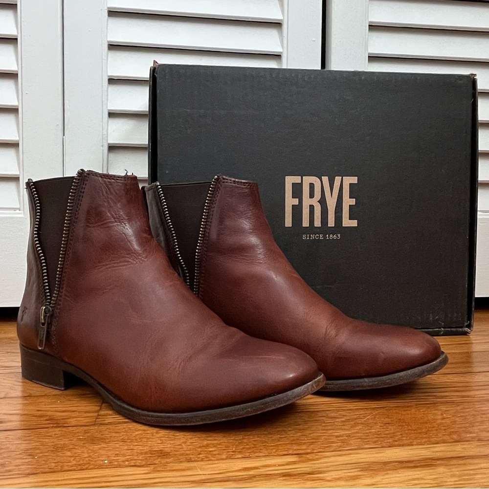 Frye Carly Zip Chelsea Leather Booties